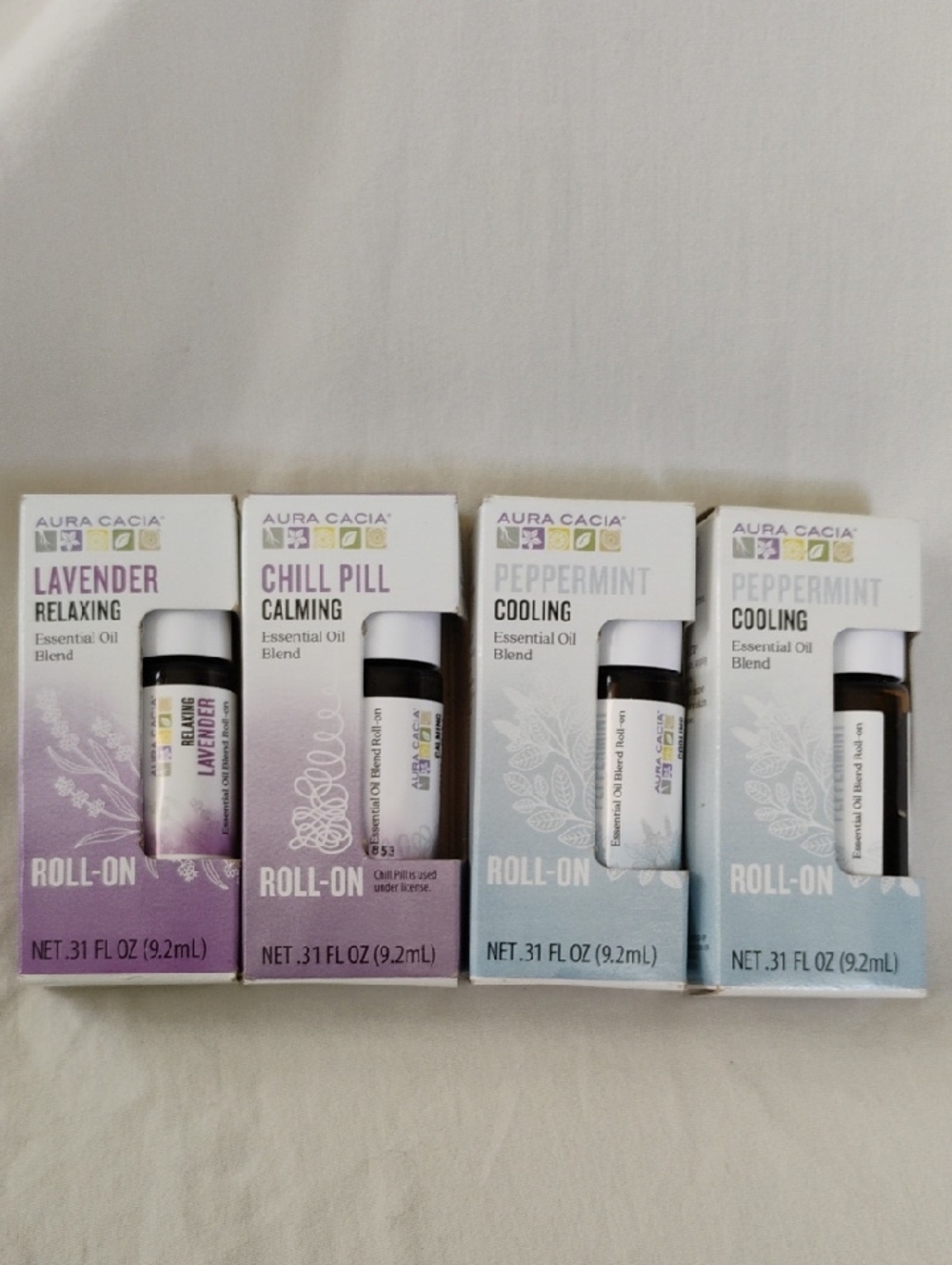 Aura Cacia Lavender, Chill Pill & Peppermint Roll-On Essential Oil Set